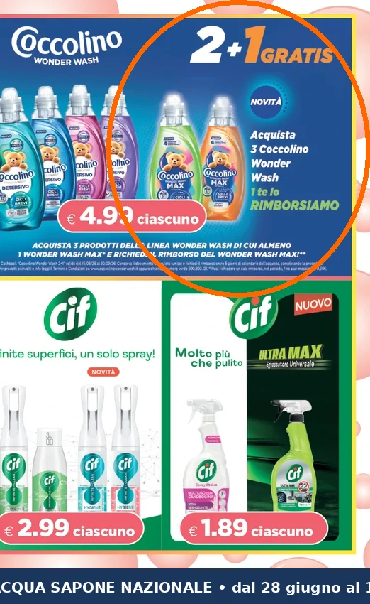 Ritaglio volantino Acqua & Sapone - Offerta Ritaglio pag06 coccolino valida dal 02/07 al 22/07