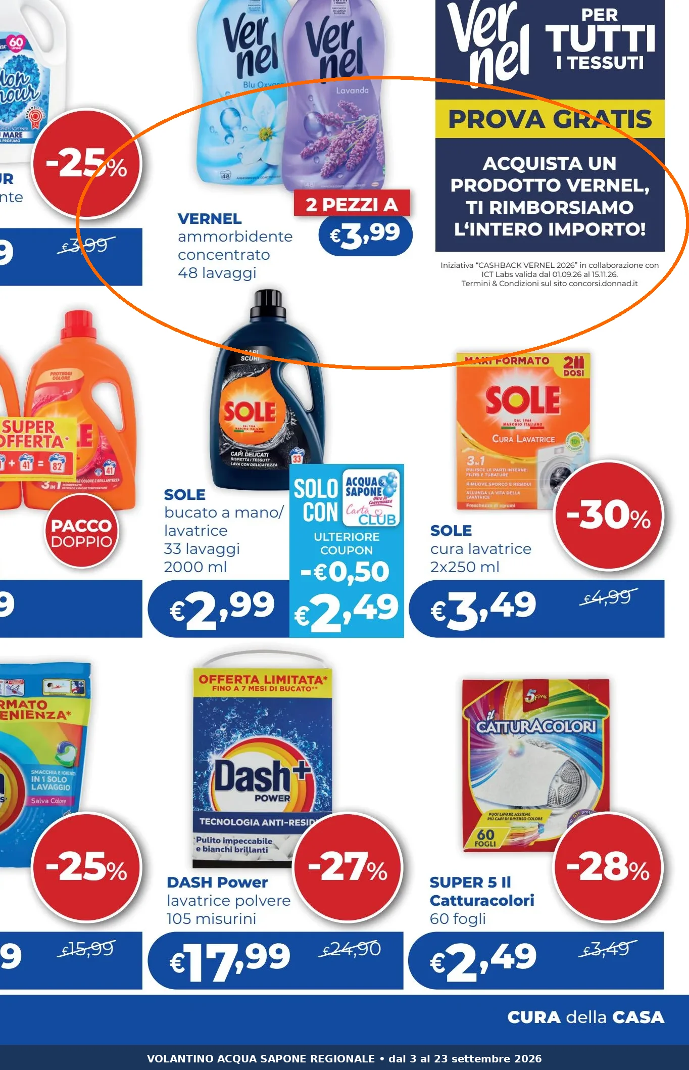 Ritaglio volantino Acqua & Sapone - Offerta Ritaglio pag12 vernel valida dal 03/09 al 23/09