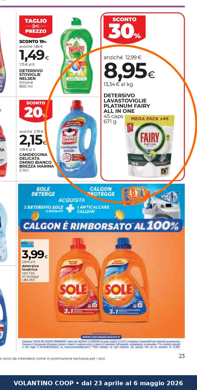 Ritaglio volantino Coop - Offerta Ritaglio pag23 fairy valida dal 23/04 al 06/05