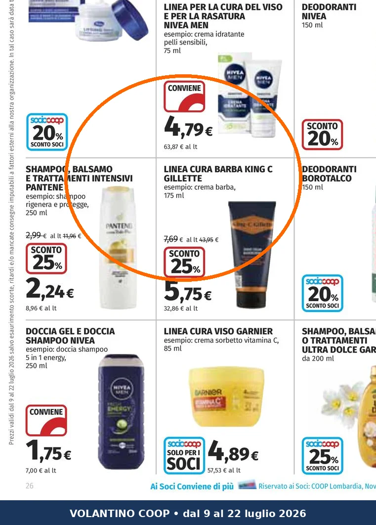 Ritaglio volantino Coop - Offerta Ritaglio pag26 gillette valida dal 09/07 al 22/07