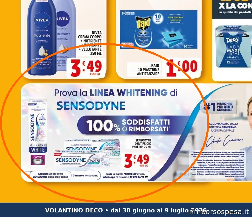 Ritaglio volantino Decò - Offerta Deco 3640034 ritaglio pag30 sensodyne valida dal 30/06 al 09/07