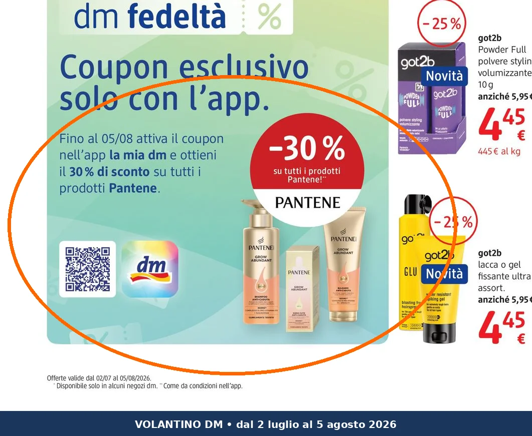 Ritaglio volantino DM - Offerta Dm 868396 ritaglio pag08 pantene valida dal 02/07 al 05/08