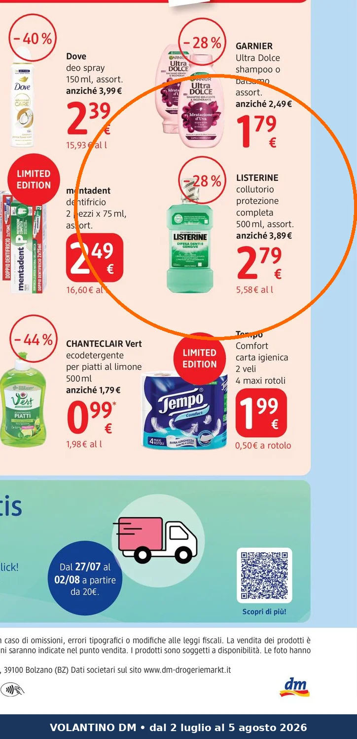 Ritaglio volantino DM - Offerta Dm 868396 ritaglio pag16 listerine valida dal 02/07 al 05/08