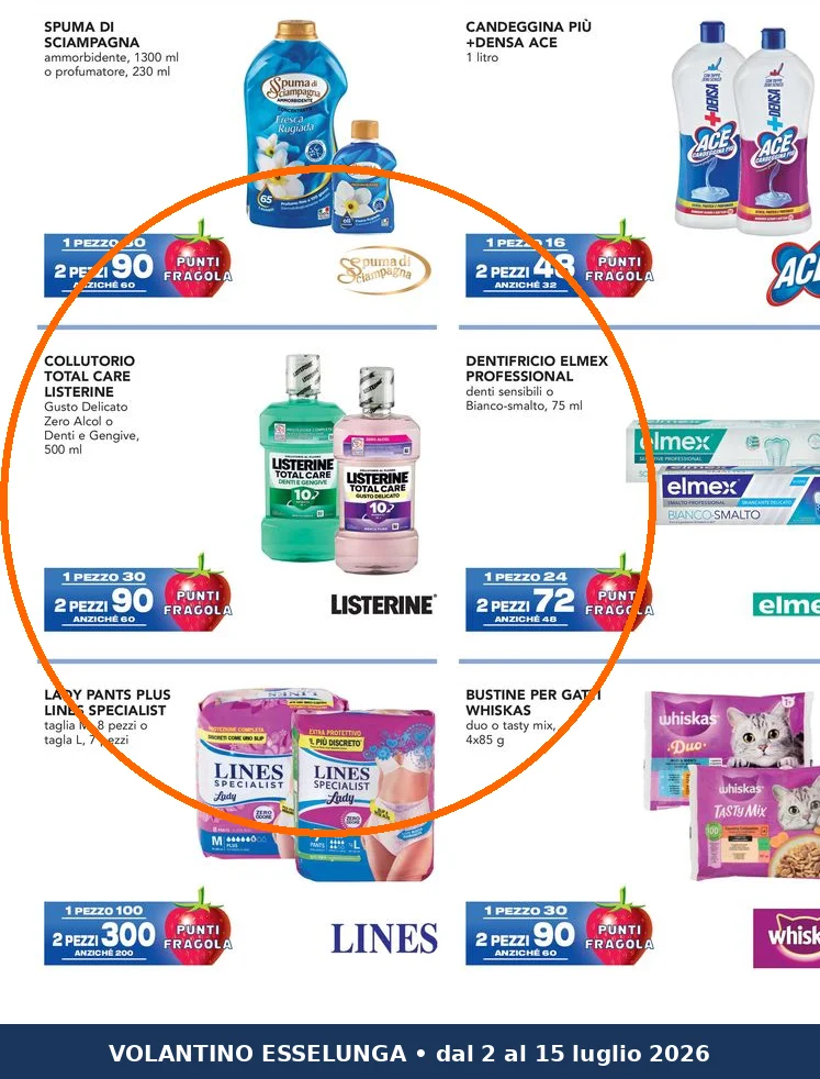 Ritaglio volantino Esselunga - Offerta Ritaglio pag23 listerine valida dal 02/07 al 15/07