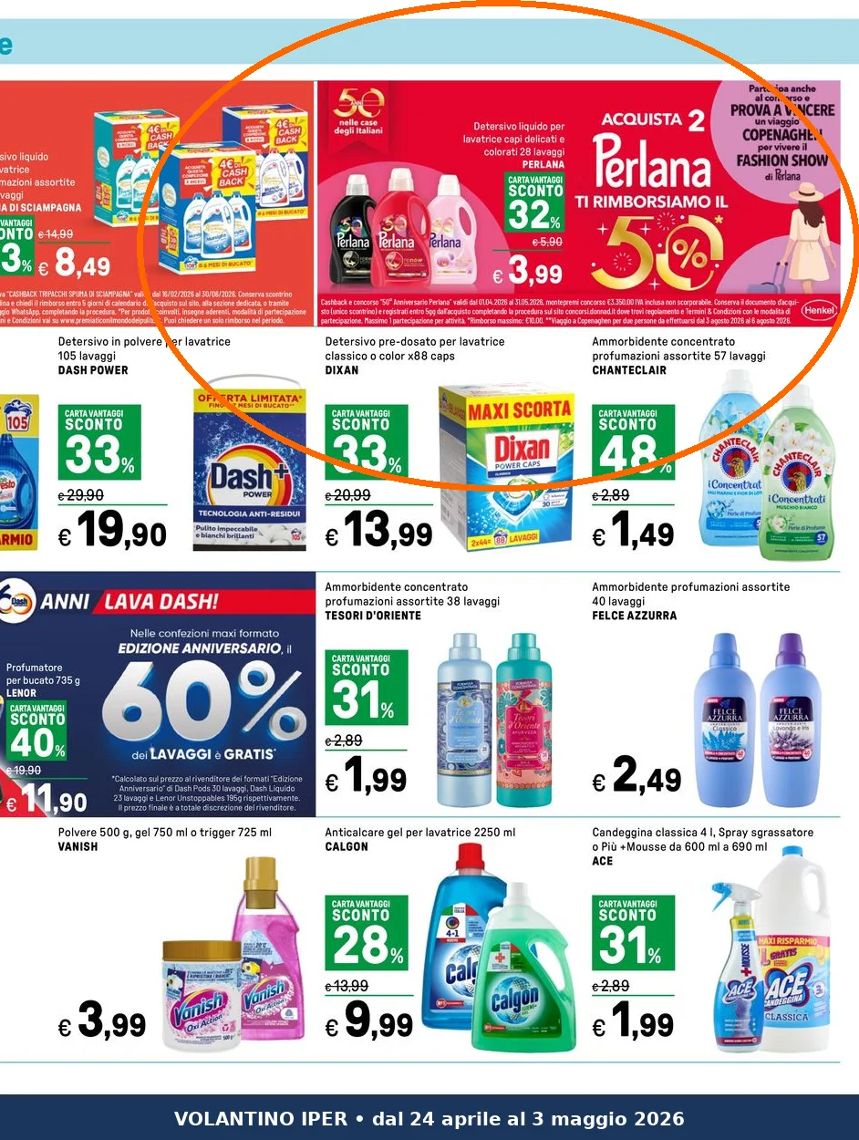 Ritaglio volantino Iper La grande i - Offerta Ritaglio pag24 perlana valida dal 24/04 al 03/05
