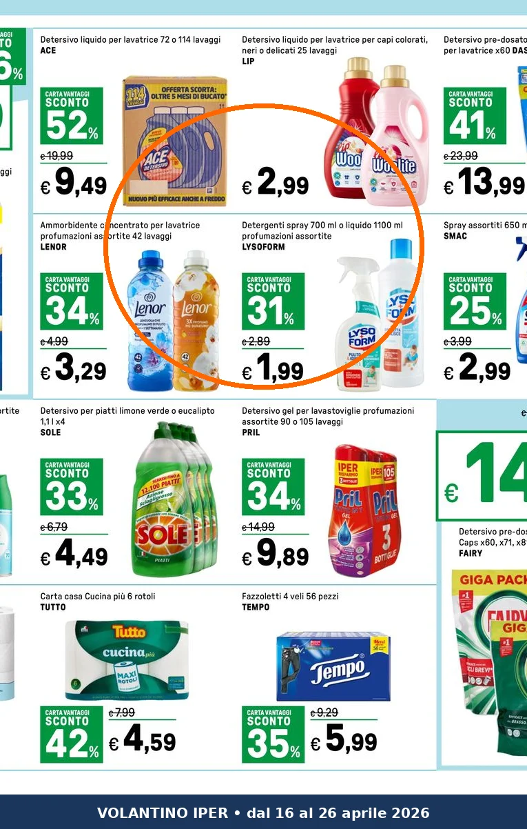 Ritaglio volantino Iper La grande i - Offerta Ritaglio pag29 lysoform valida dal 24/04 al 03/05