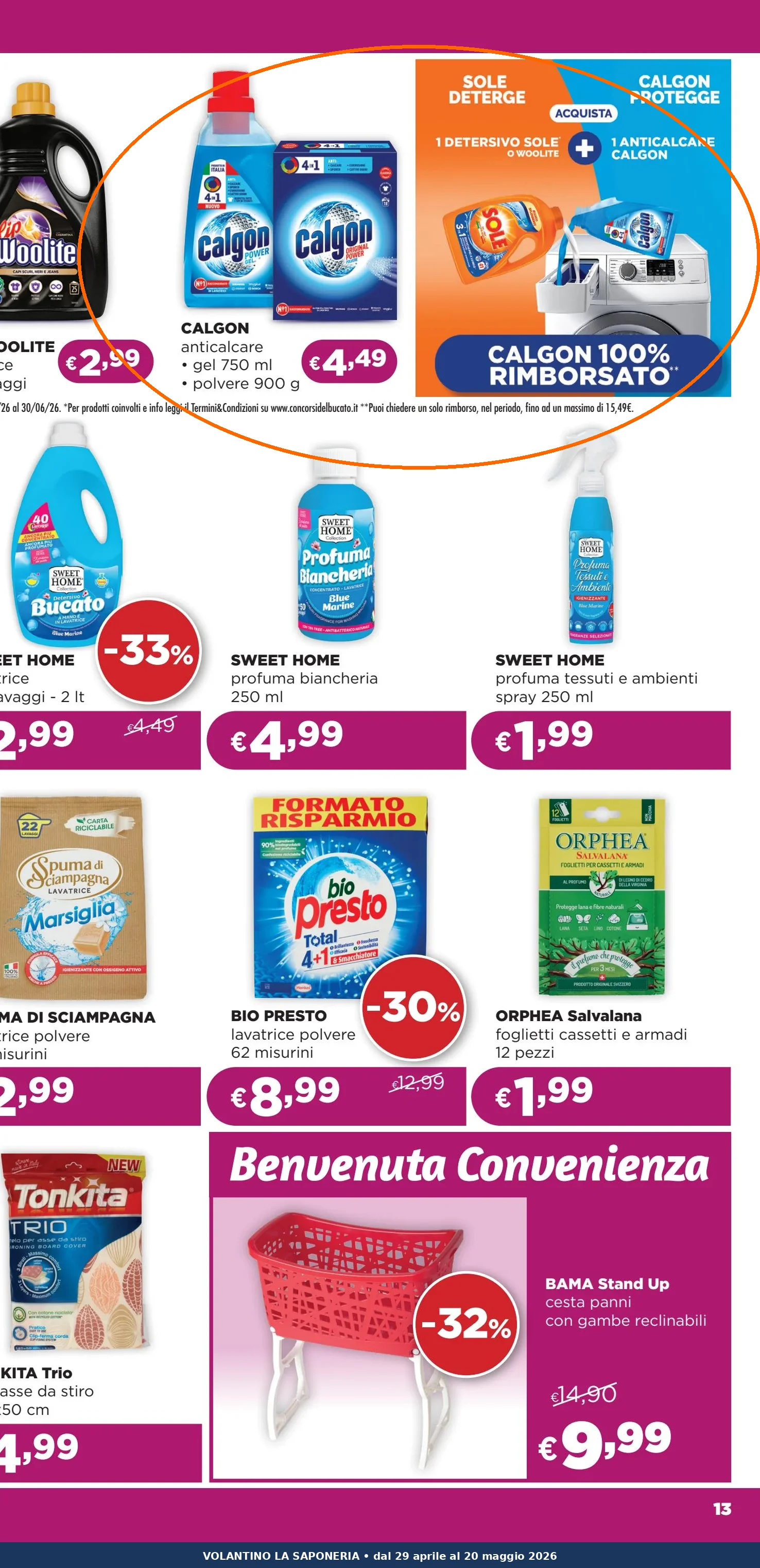 Ritaglio volantino La Saponeria - Offerta Ritaglio pag13 calgon valida dal 29/04 al 20/05