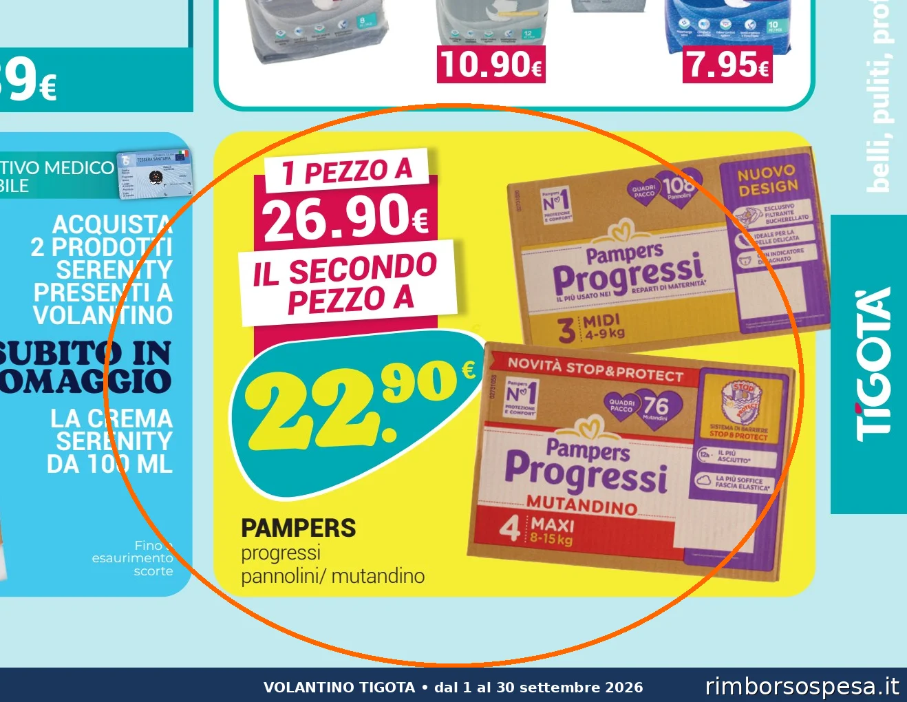 Ritaglio volantino Tigotà - Offerta Tigota ritaglio pag15 pampers valida dal 01/09 al 30/09