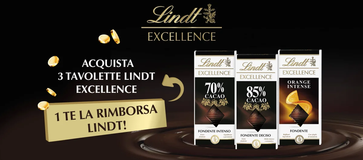 Lindt Excellence ti rimborsa l'acquisto di 3 tavolette!