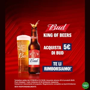 Bud ti Rimborsa 5 euro sulla Birra King of Beers